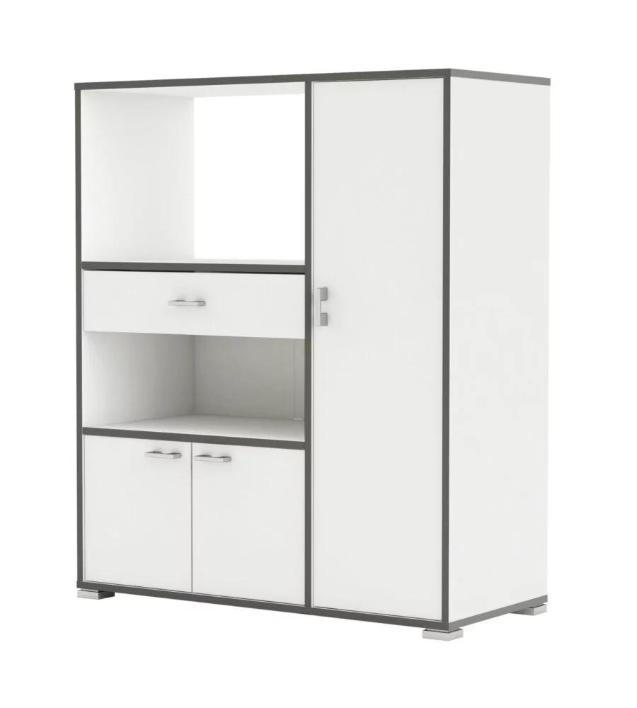 MOBILE BUFFET CUCINA BIANCO CON PROFILI GRIGI, 90X112X40 CM